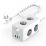 9 en 1 multiprise usb c avec 6 sortie ac et 3 usb, prise multiple 3600w avec interrupteur et rallonge ...