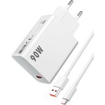 90w chargeur turbo / hypercharge et 6a c�ble usb c 1m pour xiaomi 15 14 13 ultra, chargeur turbo pour ...