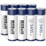 Aa piles rechargeables 1, 5v 3400mwh haute capacit�, piles rechargeables aa lithium 8 pi�ces 1500 cycles ...