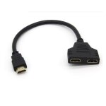 Adaptateur 2 ports cable hdmi pour pc gigabyte television tv console gold 3d full hd 4k ecran 1080p rallonge ...