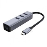 Adaptateur 3 ports usb 3. 0 type c vers rj45 gigabit ethernet, accessoires d'ordinateur pour macbook