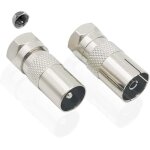 Adaptateur d'antenne sat 2 pi�ces fiche iec et prise vers fiche f (fiche f vers fiche coaxiale et fiche ...