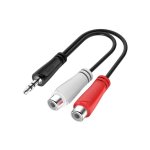 Adaptateur audio, fiche jack m�le 3, 5 mm - f. femelle rca, st�r�o
