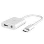 Adaptateur audio usb - c / usb - c et jack 3. 5mm rockstar belkin blanc