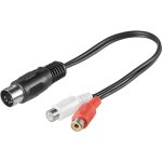 Adaptateur de c�ble audio, din femelle vers rca m�le st�r�o, connecteur din 180 (5 broches) 2 prises ...