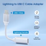 Adaptateur de c�ble lightning vers usb c, 4 pouces pd fast charging compatible avec iphone 15 / plus ...