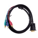 Adaptateur de c�ble vid�o noir, 1. 5m, vga 15 broches m�le � 3 rca rgb m�le