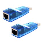 Adaptateur de carte lan ethernet rj45, 2x usb externe, 10 / 100 mbps, pour ordinateur portable, bleu Adaptateur de carte lan ethernet rj45, 2x usb externe, 10 / 100 mbps, pour ordinateur portable, bleu