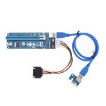 Adaptateur de carte de riser d'extension amlior pci - e 1x  16x avec cble d'alimentation 60 cm usb ...