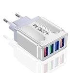 Adaptateur de chargeur rapide mural 4 ports, charge rapide 3. 0, cble de synchronisation de donnes ...