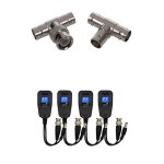 Adaptateur t coaxial rf 1x bnc mle  2 fiches femelles et 2 paires de balun vido, balun vido passif ...