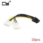 Adaptateur de convertisseur de puissance pci e atx pcie, 6 pouces, 10 pièces, 2 x molex 4 broches à 8 ... Adaptateur de convertisseur de puissance pci e atx pcie, 6 pouces, 10 pièces, 2 x molex 4 broches à 8 ...