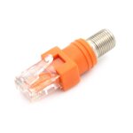 Adaptateur de coupleur de baril coaxial rf femelle vers rj45 m�le, connecteur de type f, adaptateur coaxial, ...