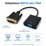 Adaptateur dvi - d vers vga 24 1 m�le vers vga 15 broches femelle � convertisseur vid�o full hd 1080p, ...