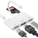 Adaptateur hdmi pour iphone, hub usb hdmi, convertisseur av num�rique 6 en 1 pour iphone tf lecteur de ...