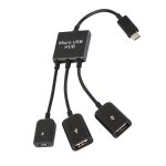 Adaptateur hub 3 en 1 micro usb mâle à femelle otg, câble de chargement, cordon de données, séparateur ... Adaptateur hub 3 en 1 micro usb mâle à femelle otg, câble de chargement, cordon de données, séparateur ...