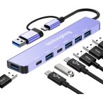 Adaptateur hub 7 en 1, hub usb c avec 2 ports de donn�es usb - c, usb 3. 0 et 4usb2. 0, adaptateur multiport ...