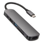 Adaptateur hub durable 4k 6 - en - 1 de type c, compatible avec hdmi + usb3. 0 + usb2. 0 + tf + sd + ...