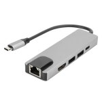 Adaptateur hub typec 5 en 1 vers hdmi, port d'extension 4k typec vers gigabit ethernet rj45