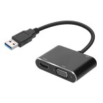 Adaptateur hub usb vers hdmi vga femelle entr�e jack 3. 5mm full hd 1080p noir
