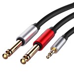 Adaptateur jack 3. 5mm � double 6. 5mm, c�ble audio s�parateur jack 3. 5, cordon audio pour m�langeur, ...