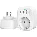 Adaptateur japon france, adaptateur de prise japon avec 2 usb c et 2 usb a, adaptateur de voyage 5 en ...