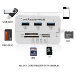 Adaptateur de lecteur de carte mmoire, hub 3 ports usb 3. 0, 5gbps, transmission  grande vitesse, ms ...