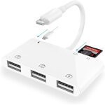 Adaptateur lecteur de carte sd iphone, adaptateur camra usb iphone 6 en 1 avec 3 cbles usb, lecteur ...