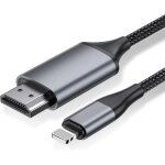Adaptateur lightning vers hdmi 2. 0m pour iphone 14 / 13 / 12 & youtube vers tv - rsolution hd 1080p ...