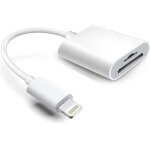 Adaptateur lightning vers lecteur de cartes sd et tf, certifi� apple mfi 2 en 1 micro sd tf carte m�moire ...