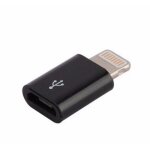 Adaptateur lightning vers micro - usb femelle pour apple iphone 5, 6, 7 - noir