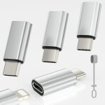 Adaptateur lightning vers usb c, 4 pices adaptateur lightning femelle vers usb c mle pour iphone 16 ...