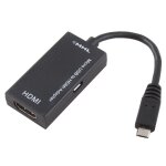 Adaptateur micro usb m�le vers hdmi femelle adaptateur mhl (11pins) - noir mat pour samsung galaxy siii ...