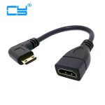 Adaptateur mini hdmi mle vers hdmi femelle, 90 degrs, 10cm, connecteur noir pour appareil photo 5d2 ...
