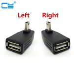 Adaptateur mini usb otg coud� � 90 degr�s, connecteur de c�ble de donn�es de voiture, adaptateur m�le ...