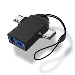 Adaptateur otg usb 3. 0 femelle � micro usb m�le et connecteur usb c m�le en alliage d'aluminium, convertisseu ...