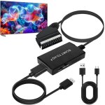 Adaptateur pritel vers hdmi avec cble hdmi, convertisseur audio vido full hd 720p / 1080p, commutateur ...