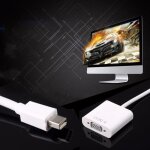 Adaptateur port d'affichage mini displayport vers vga, cble blanc pour apple macbook air pro imac mac ...