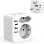 Adaptateur prise anglaise, adaptateur prise anglaise avec 3 usb et 1 usb c(3. 4a, 17w), adaptateur britannique ...