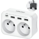 Adaptateur prise anglaise / uk / angleterre et franaise avec 3 ports usb et 1 port usb - c adapt  ...