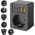 Adaptateur prise france vers usa / uk / jap / aus / afrique du sud / eu, adaptateur voyage universel ...