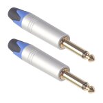 Adaptateur de prise jack audio mono mle plaqu or 1 / 4 '', 2 pices, accessoire de bricolage