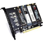 Adaptateur quad nvme ssd vers pcie 5. 0 / 4. 0 / 3. 0 x16 - carte d'extension de mmoire ssd a 4 disques ...