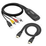 Adaptateur rca vers hdmi, convertisseur av vers hdmi avec c�ble d'alimentation usb et c�ble hdmi pr en ...