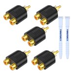 Adaptateur rpartiteur rca 5 pices connecteur cinch y adaptateur av 1 mle a 2 femelle rca a jack pour ...