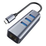 Adaptateur de r�seau usb 3. 0 type c vers ethernet, 1000 mbps rj45, 4 en 1 avec 3 ports usb 3. 0, s�parateur ...