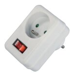Adaptateur secteur, prise type e, interrupteur, blanc