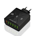 Adaptateur secteur de téléphone à charge rapide, chargeur usb 65w, 6 ports, charge rapide, iphone 14, ...