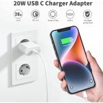 Adaptateur secteur usb‑c alimentation mural, chargeur rapide - 20w pour iphone 15 / 15 pro / 15 pro max ...