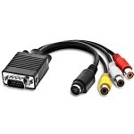 Adaptateur de sortie av tv composite vga mle vers s - vido 3, jack rca femelle, convertisseur de cble ...